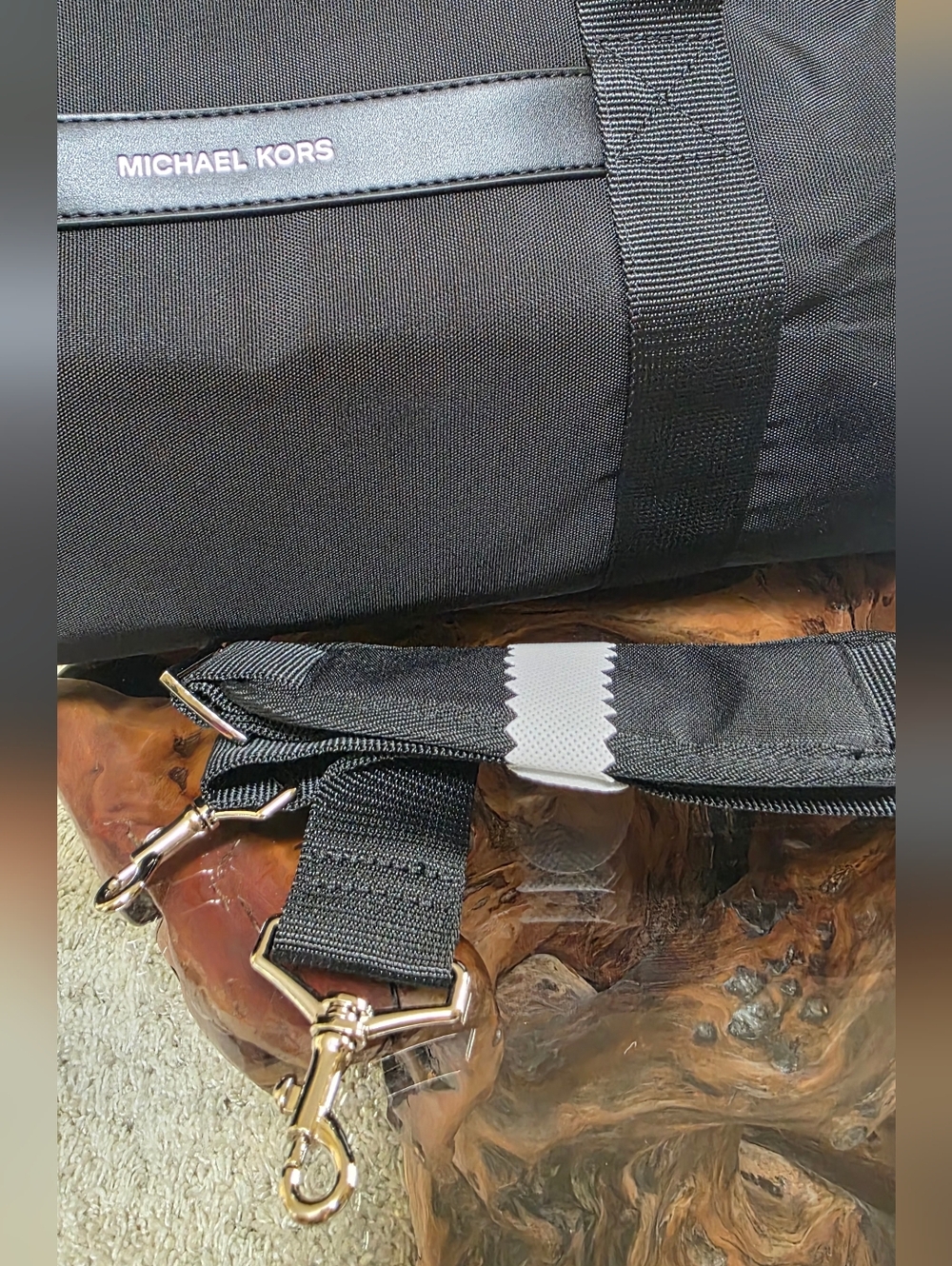 Michael Kors Black Men's Duffel Bag with Adjustable Shoulder Strap - Picture 4 of 8